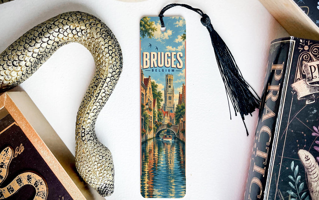 Bruges Belgium Metal Bookmark with Belfry and Canal Scene — photo 3