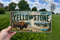 Yellowstone License Plate with Bison and Geyser Basin, Vintage National Park Decor — photo 1
