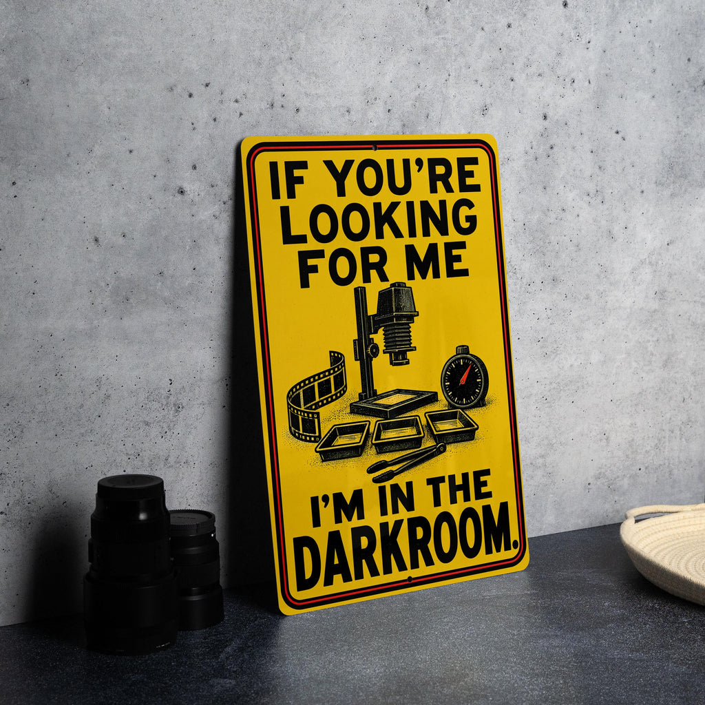 Film Photography Darkroom Metal Sign with Enlarger and Developing Trays — photo 4