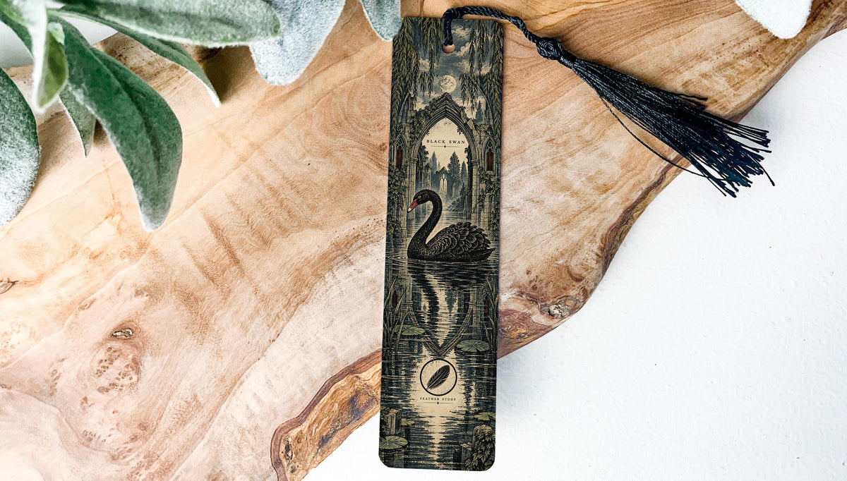 Black Swan Metal Bookmark, Gothic Water Gate Art for Dark Academia Readers — photo 2