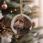 Spanish Water Dog Watercolor Portrait Ceramic Ornament