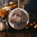 Spanish Water Dog Watercolor Portrait Ceramic Ornament, photo 4 of 5
