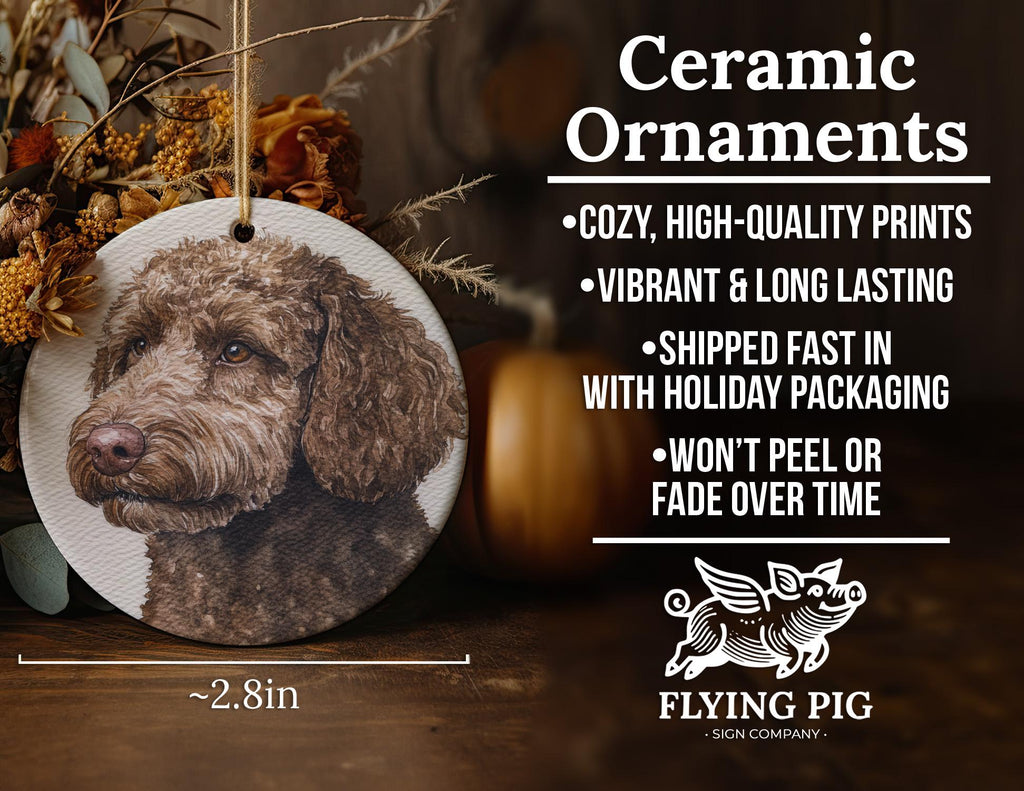 Spanish Water Dog Watercolor Portrait Ceramic Ornament, photo 5 of 5