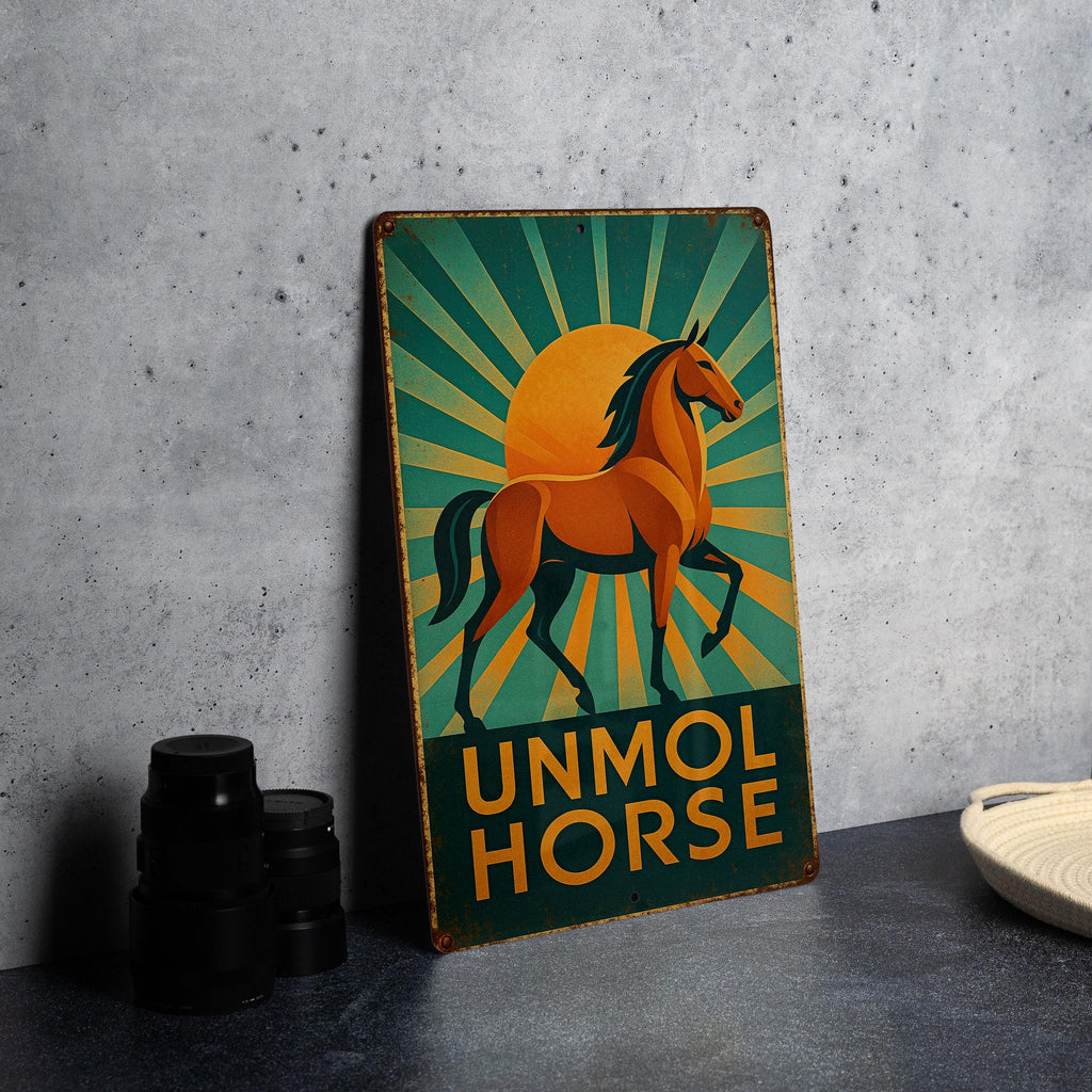 Art Deco Unmol Horse Metal Sign