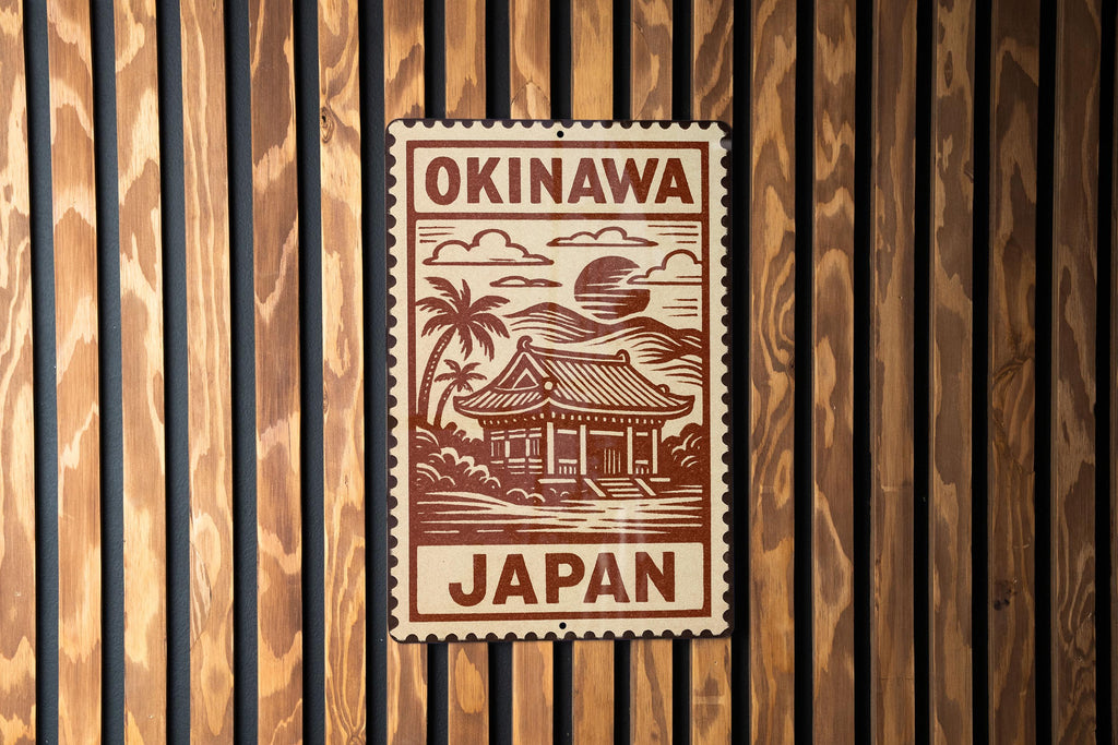 Okinawa Japan Vintage Stamp Art Metal Sign