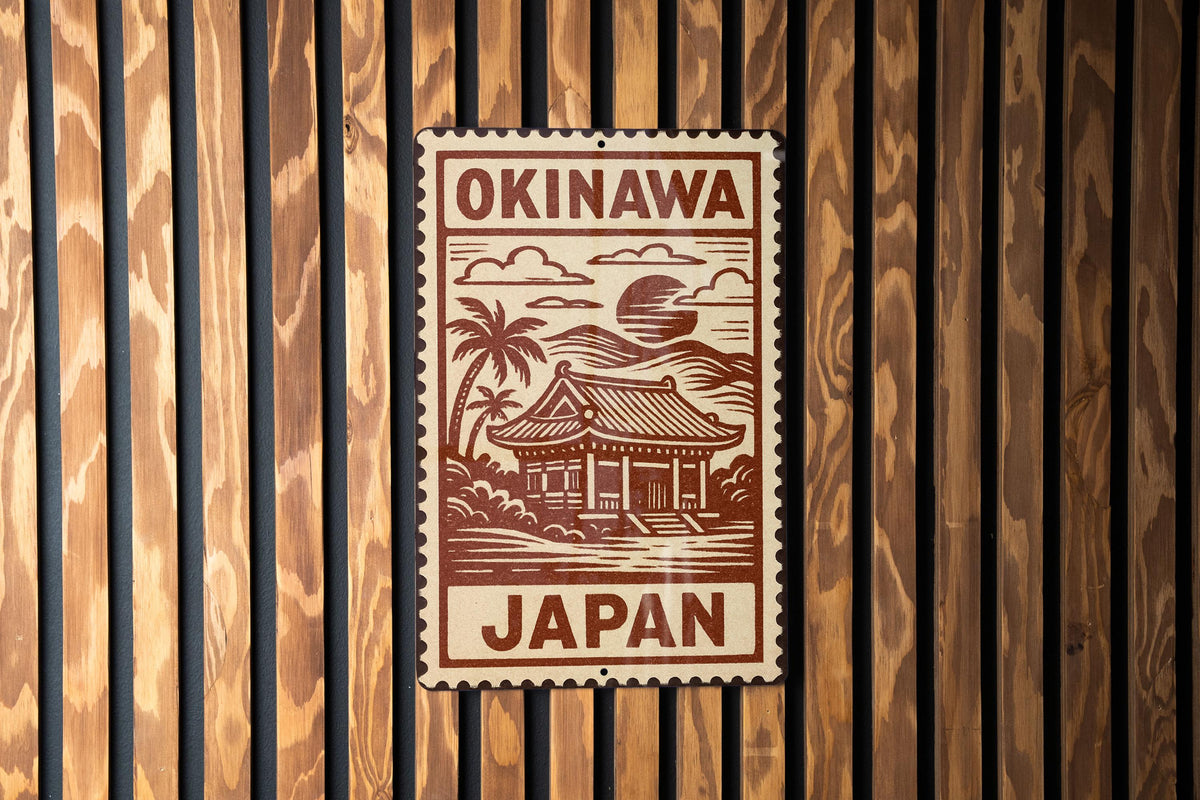 Okinawa Japan Vintage Stamp Art Metal Sign