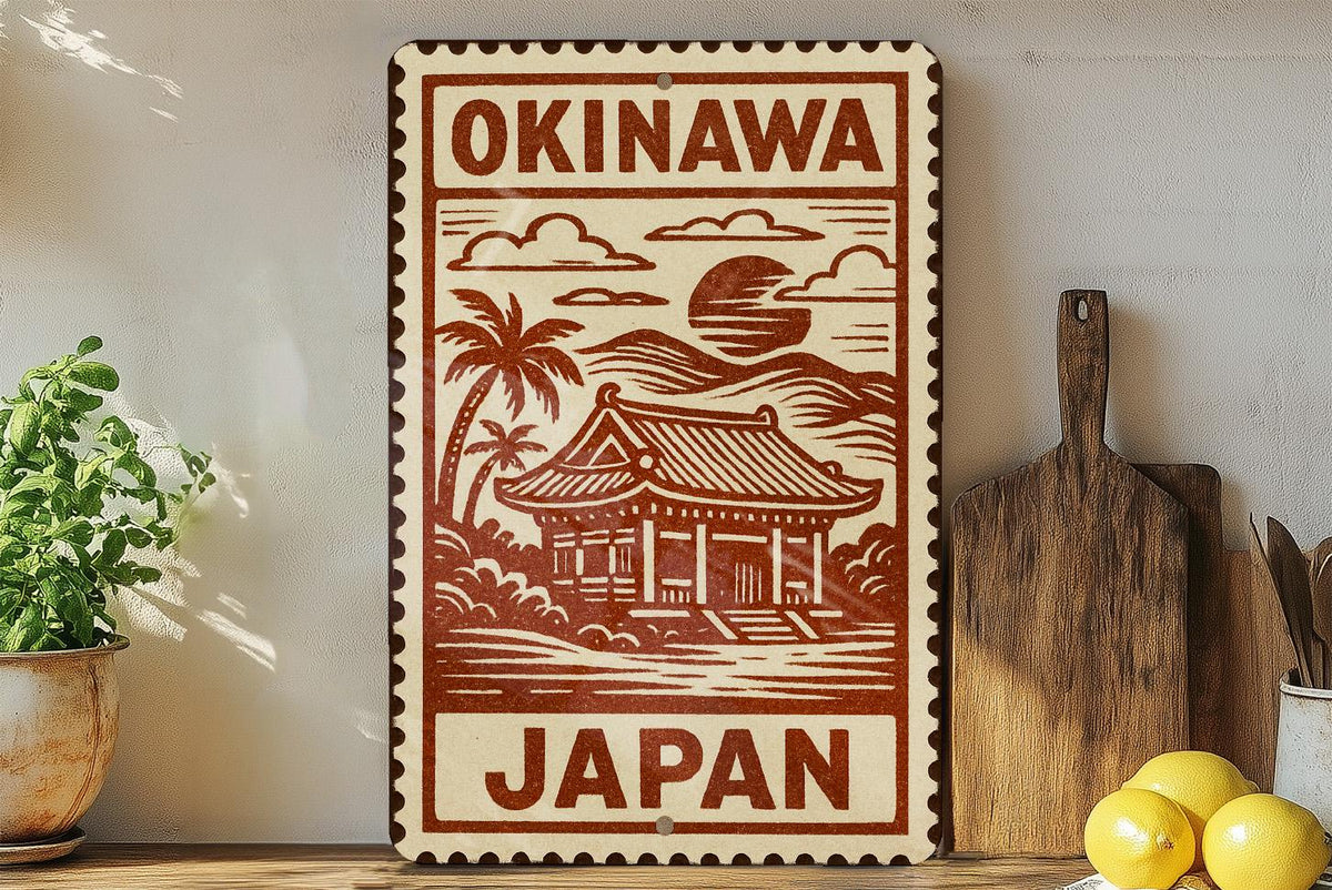 Okinawa Japan Vintage Stamp Art Metal Sign, photo 2 of 7