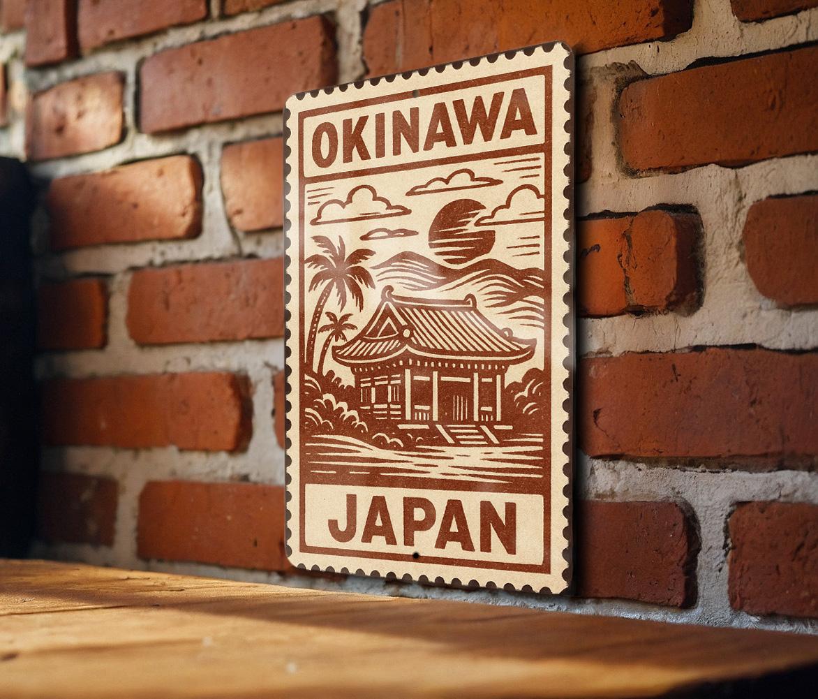 Okinawa Japan Vintage Stamp Art Metal Sign, photo 3 of 7