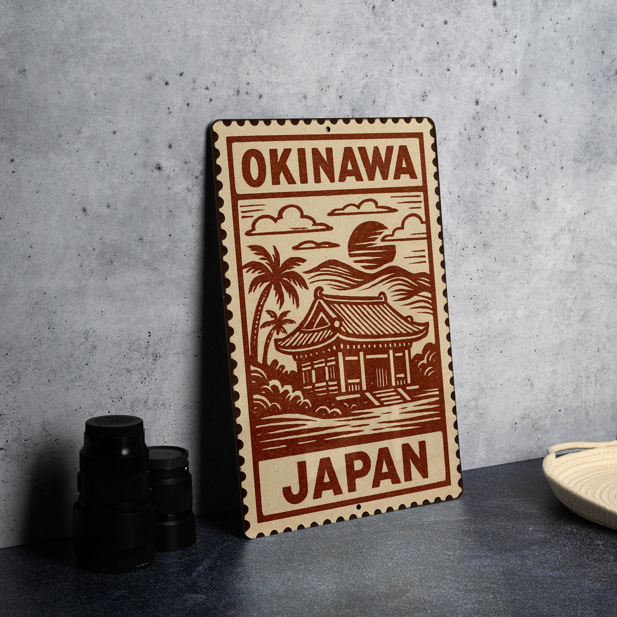 Okinawa Japan Vintage Stamp Art Metal Sign, photo 4 of 7