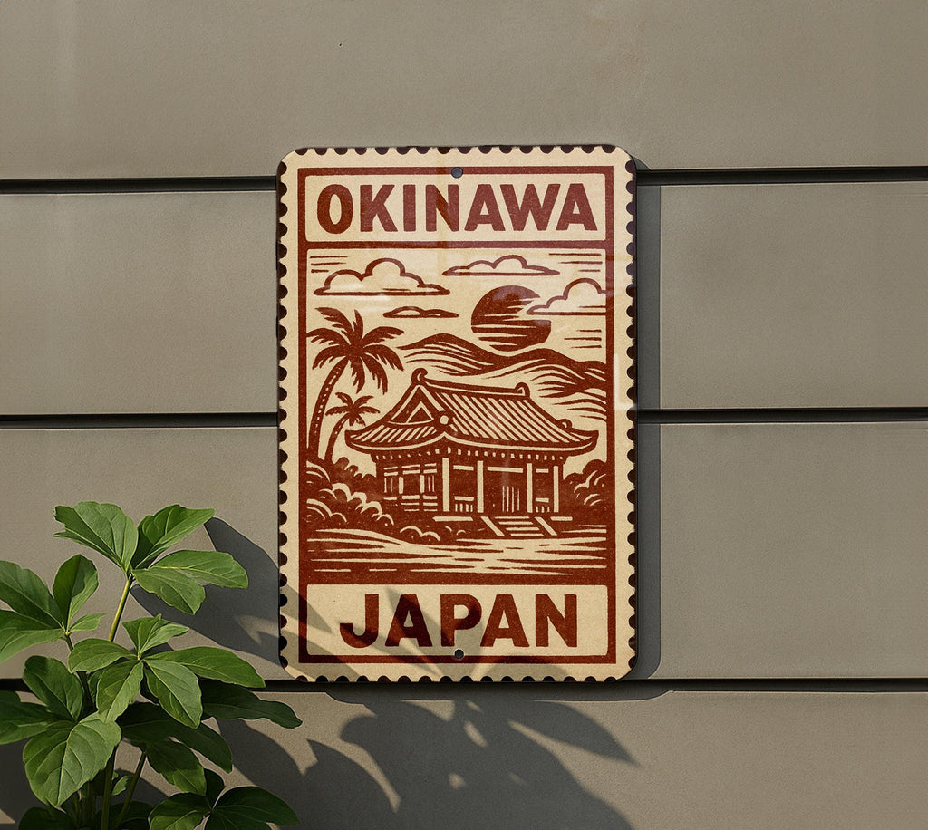 Okinawa Japan Vintage Stamp Art Metal Sign, photo 5 of 7