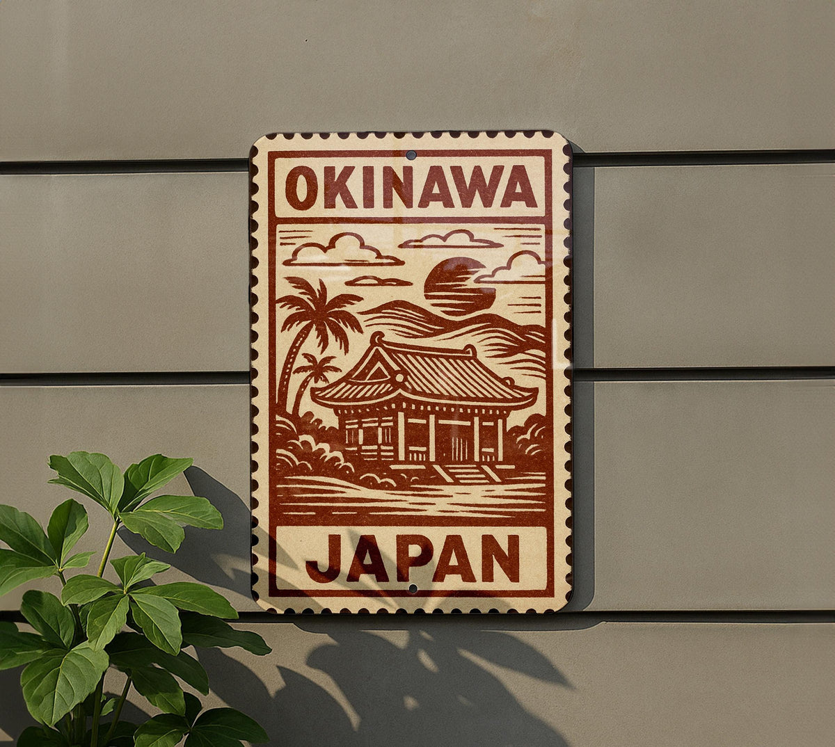 Okinawa Japan Vintage Stamp Art Metal Sign, photo 5 of 7