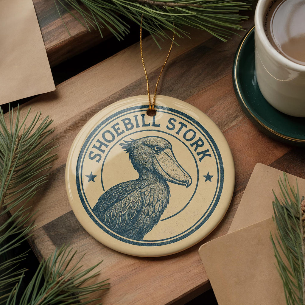 Shoebill Stork Ceramic Ornament
