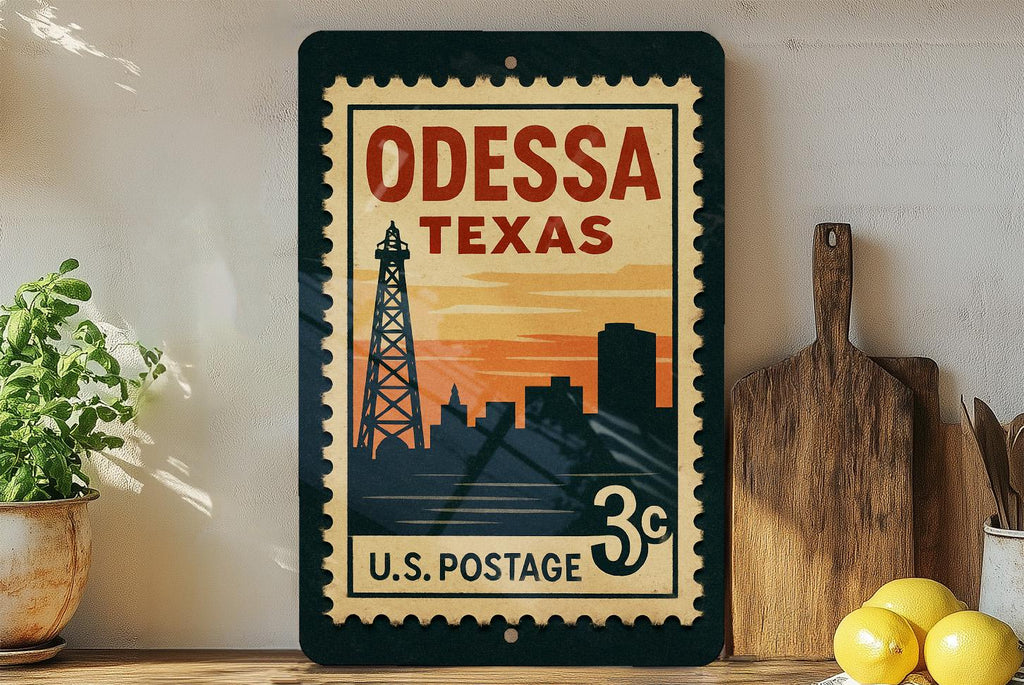 Odessa Texas Postage Stamp Metal Sign