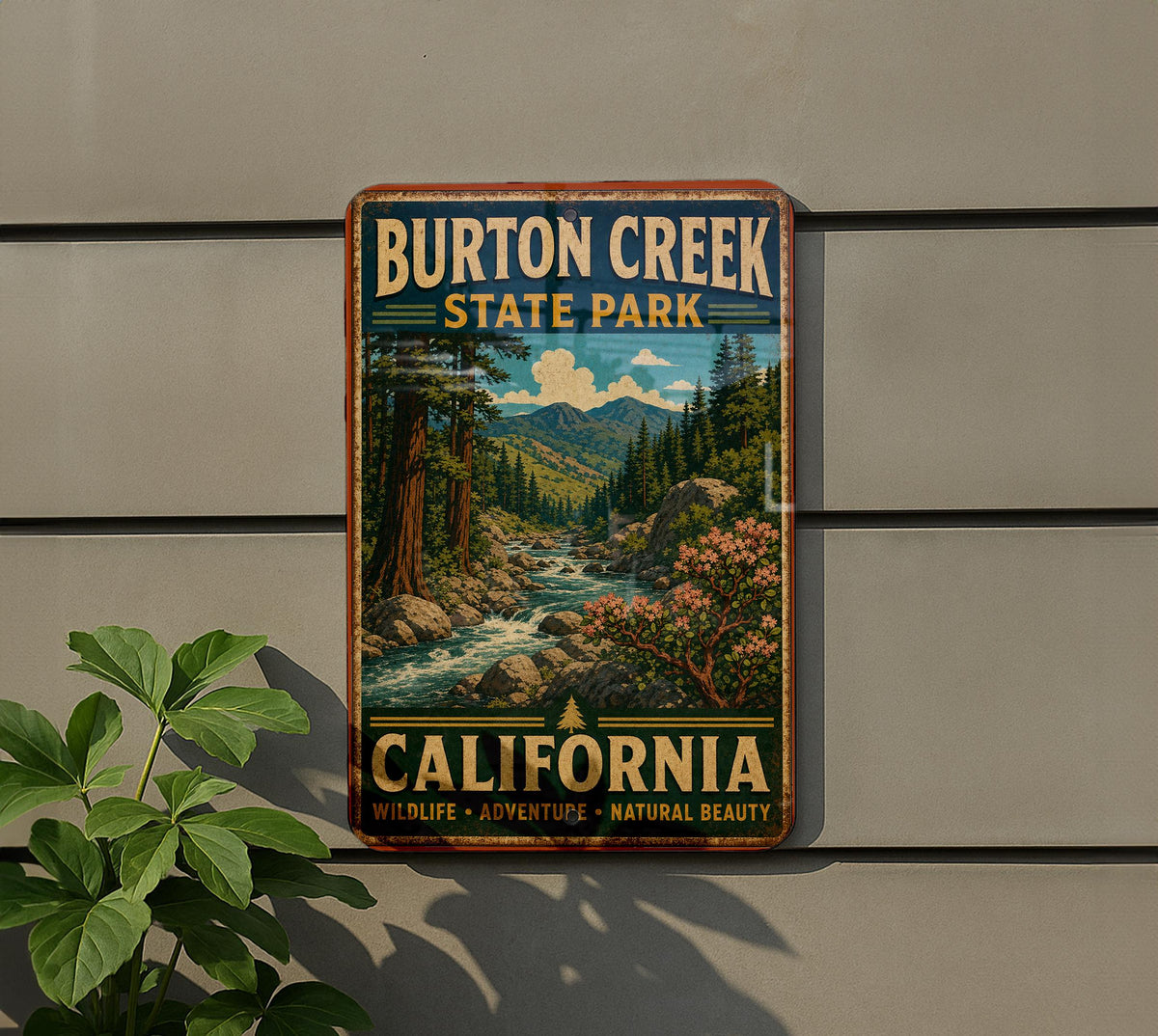 Burton Creek State Park California Vintage Style Metal Sign, photo 5 of 5