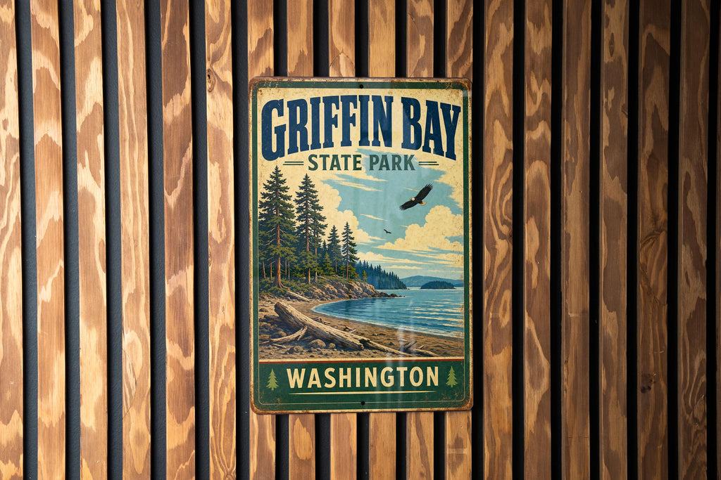Griffin Bay State Park Washington Vintage Style Metal Sign