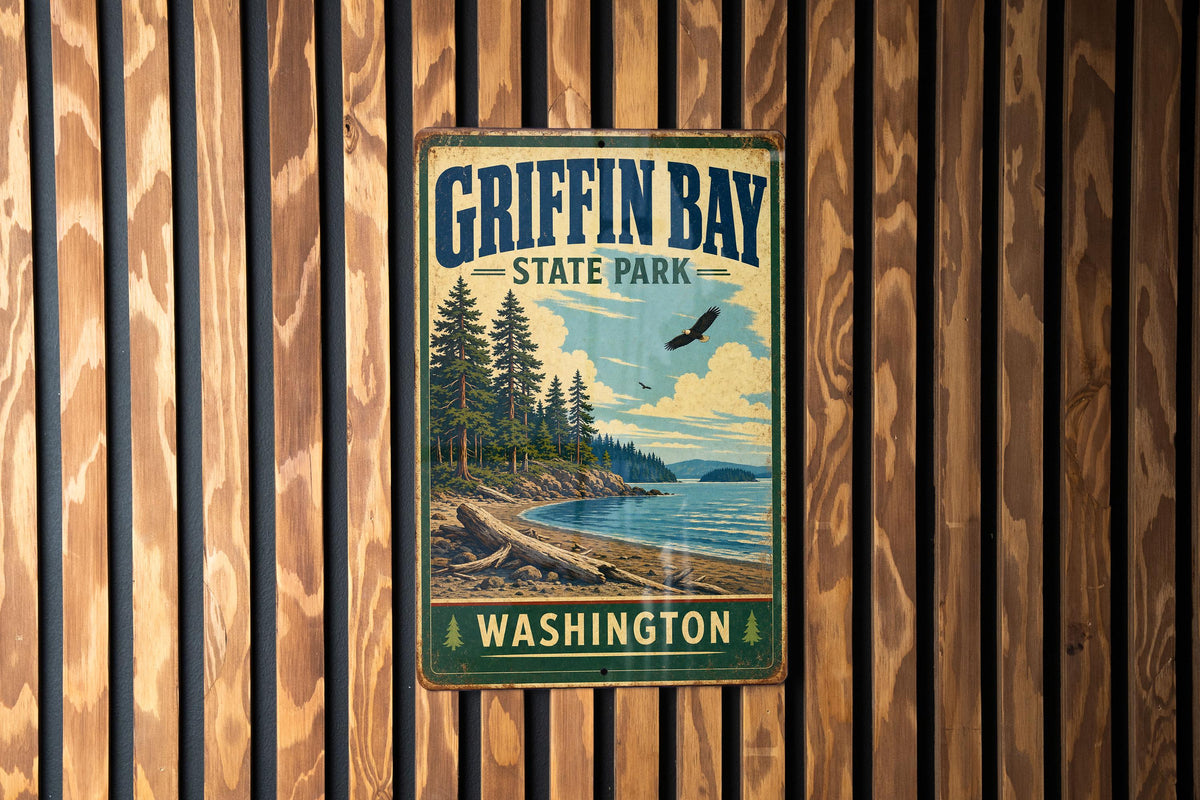 Griffin Bay State Park Washington Vintage Style Metal Sign