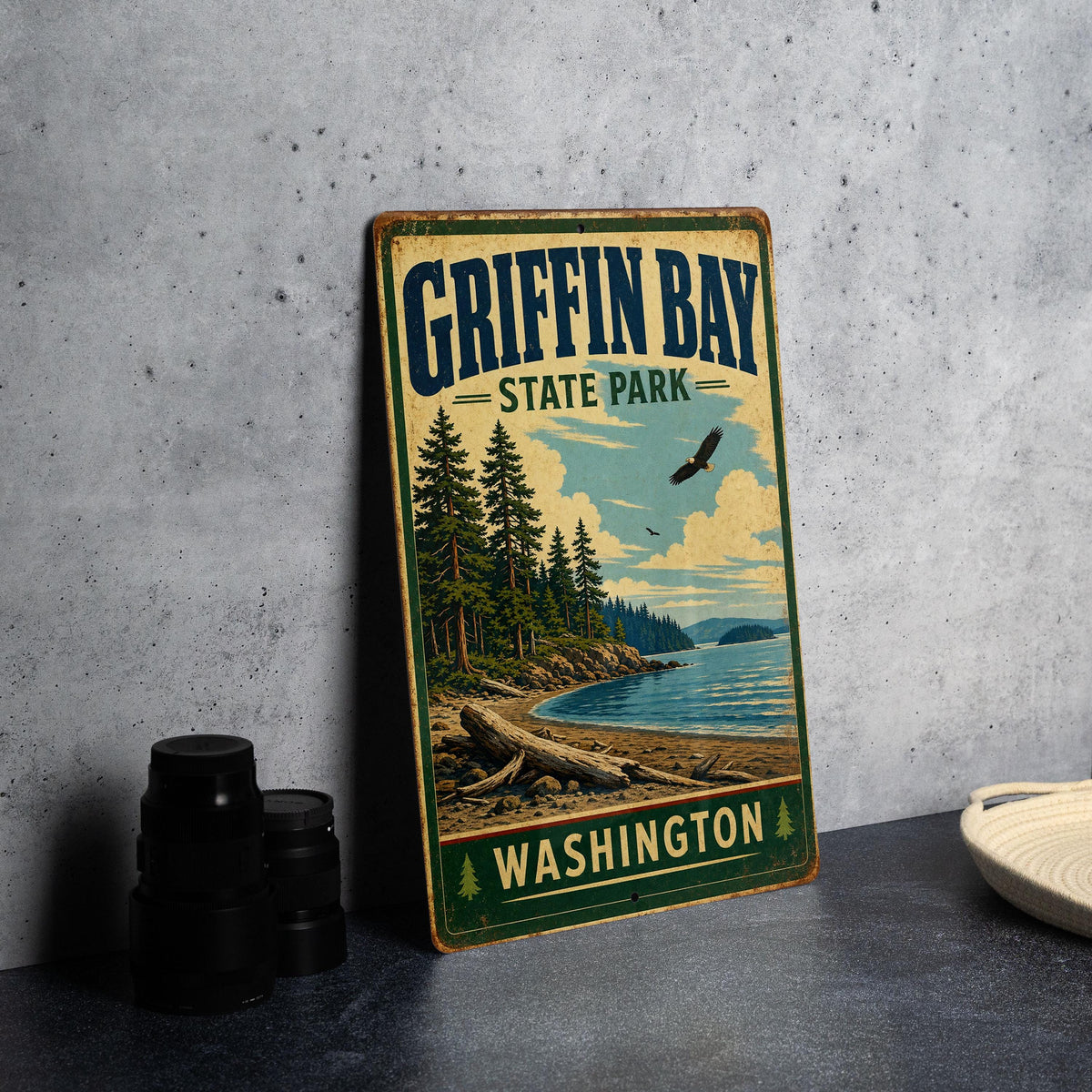 Griffin Bay State Park Washington Vintage Style Metal Sign, photo 4 of 5