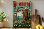 Vintage Humboldt Redwoods State Park California Metal Sign