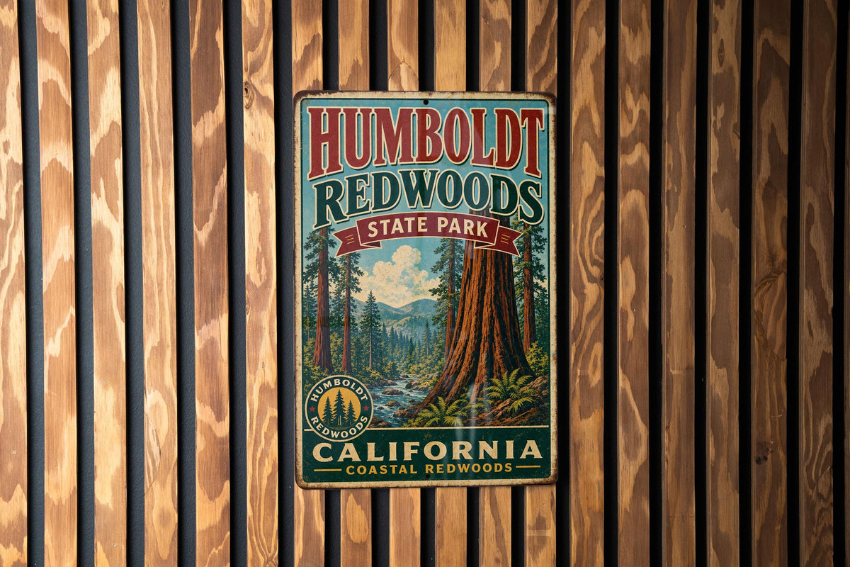 Vintage Humboldt Redwoods State Park California Metal Sign, photo 3 of 5