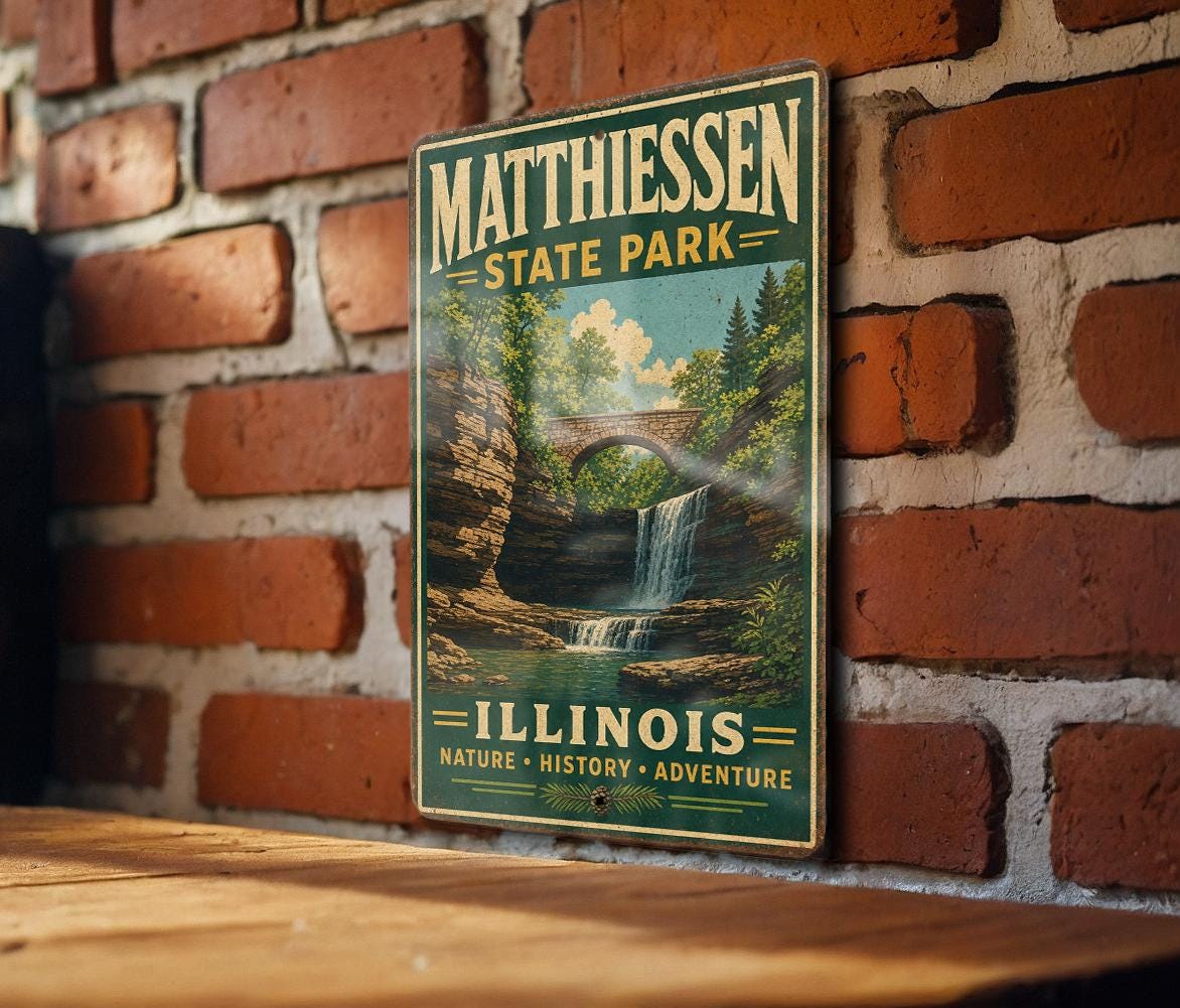 Matthiessen State Park Illinois Vintage Style Metal Sign, photo 3 of 4