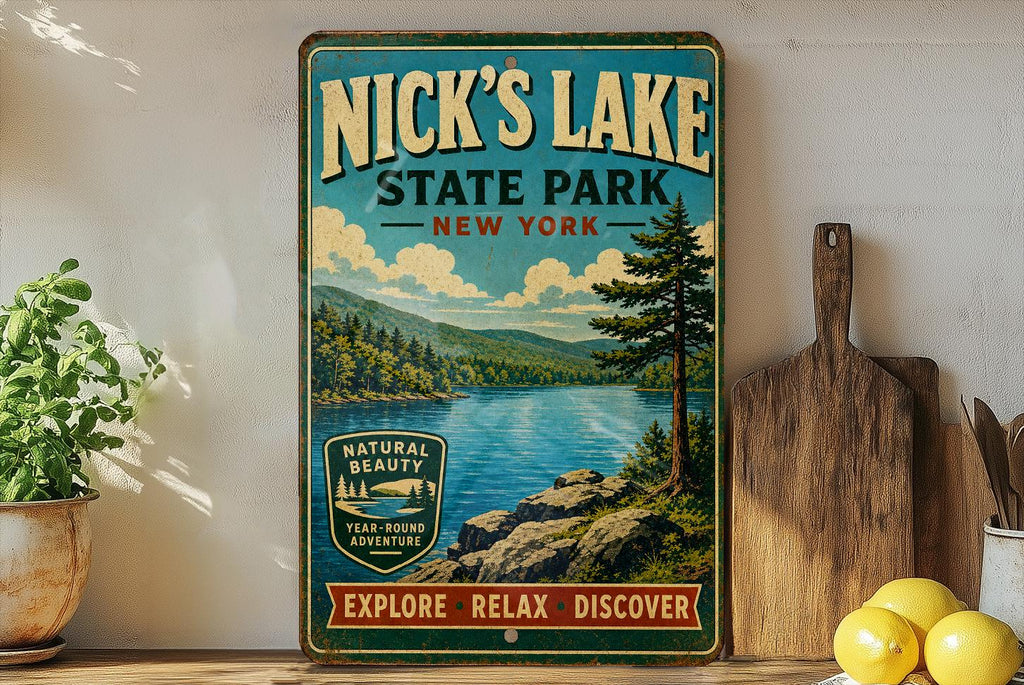 Nick's Lake State Park New York Vintage Style Metal Sign