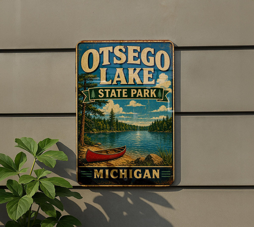Otsego Lake State Park Michigan Vintage Style Metal Sign, photo 5 of 5