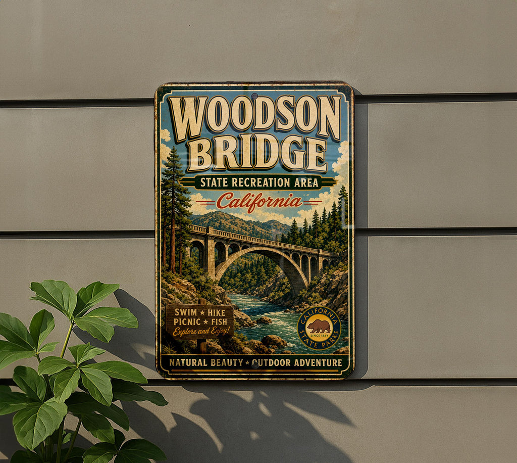 Woodson Bridge State Recreation Area California Vintage Style Metal Sign, photo 5 of 5