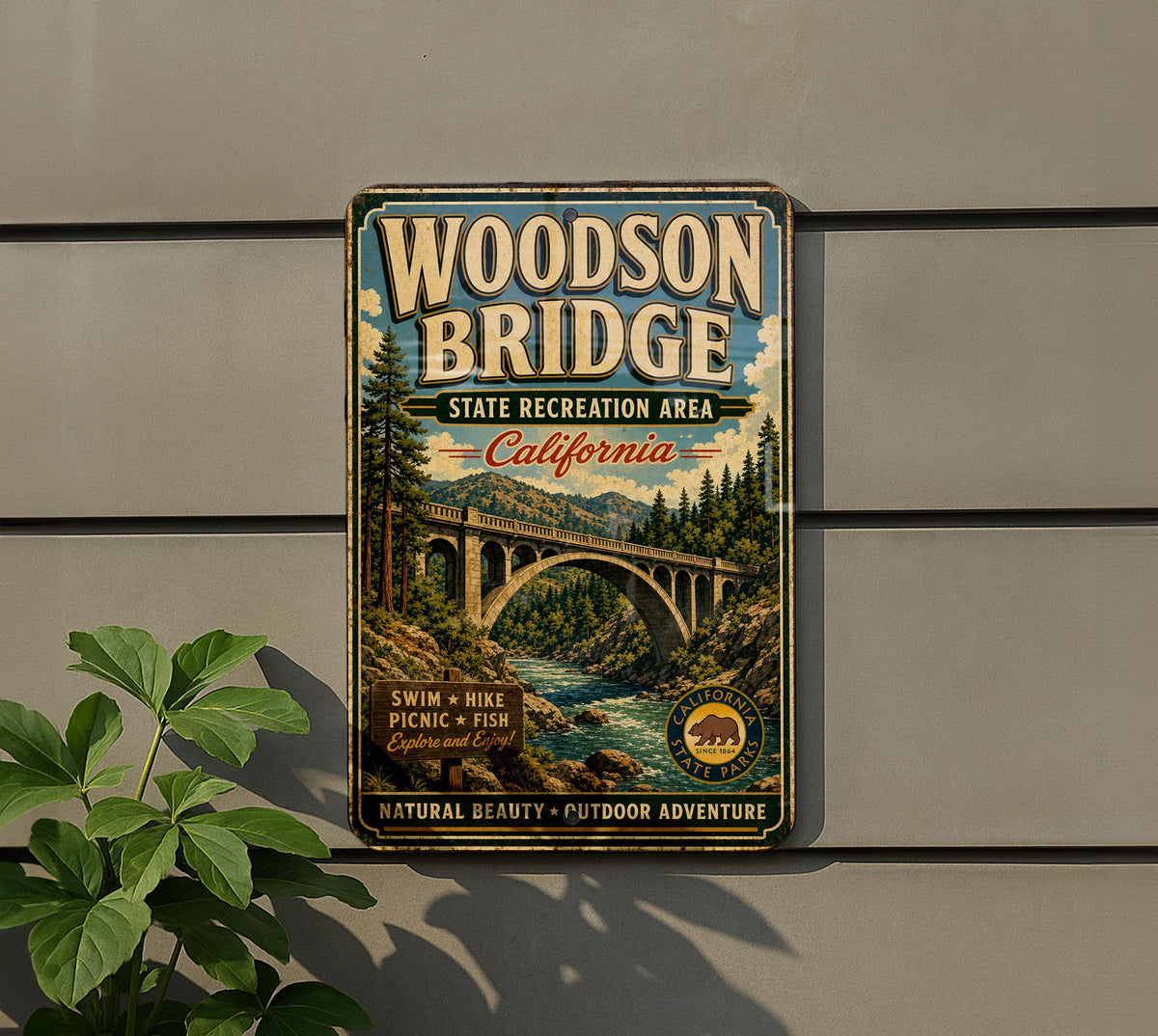 Woodson Bridge State Recreation Area California Vintage Style Metal Sign, photo 5 of 5
