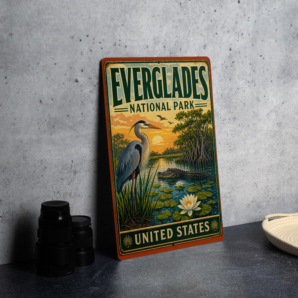 Everglades National Park United States Vintage Style Metal Sign Florida Wetlands Alligator Wildlife, photo 4 of 5