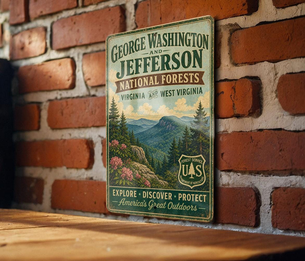 George Washington & Jefferson National Forests Vintage Style Metal Sign