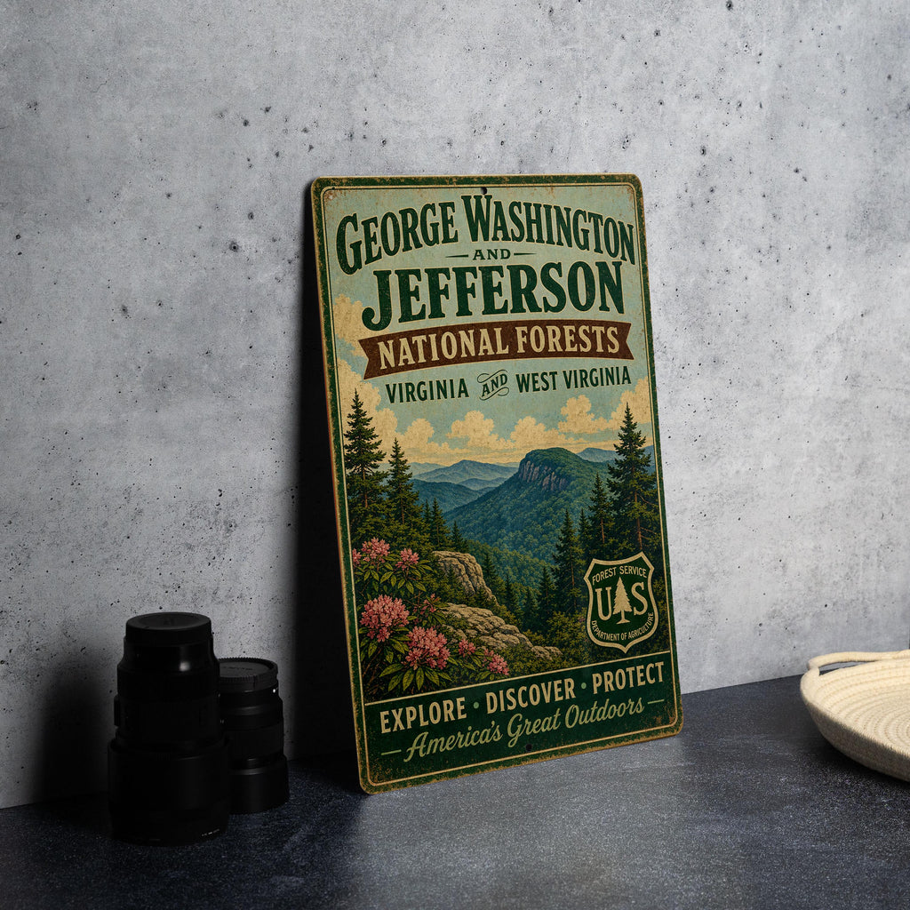 George Washington & Jefferson National Forests Vintage Style Metal Sign, photo 4 of 5