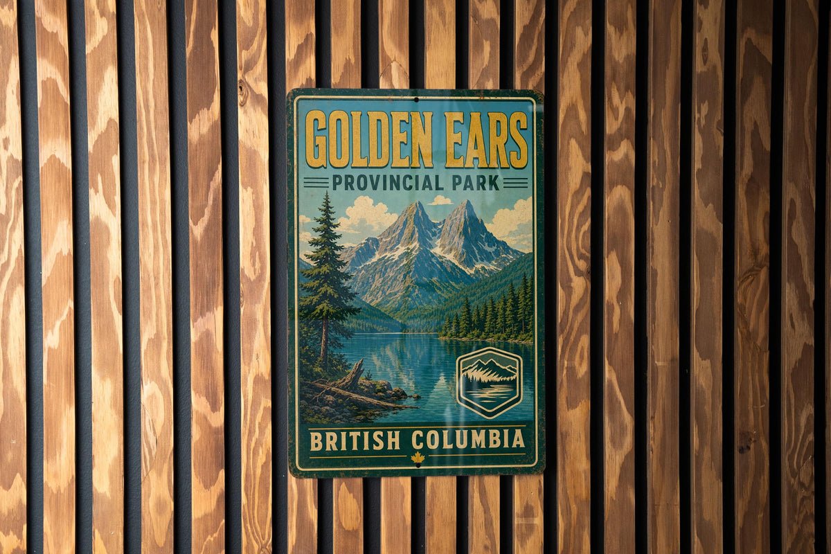 Golden Ears Provincial Park British Columbia Vintage Metal Sign