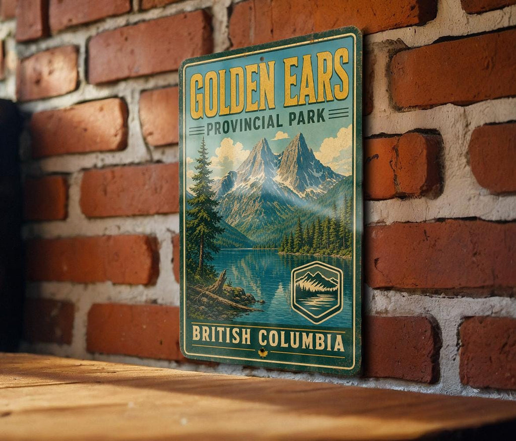 Golden Ears Provincial Park British Columbia Vintage Metal Sign, photo 3 of 5