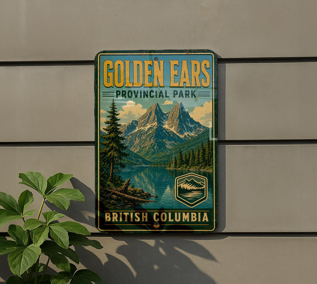 Golden Ears Provincial Park British Columbia Vintage Metal Sign, photo 5 of 5