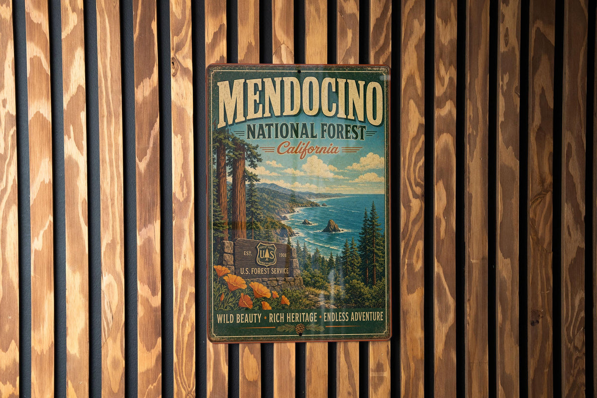 Mendocino National Forest California Vintage Style Metal Sign, photo 3 of 5