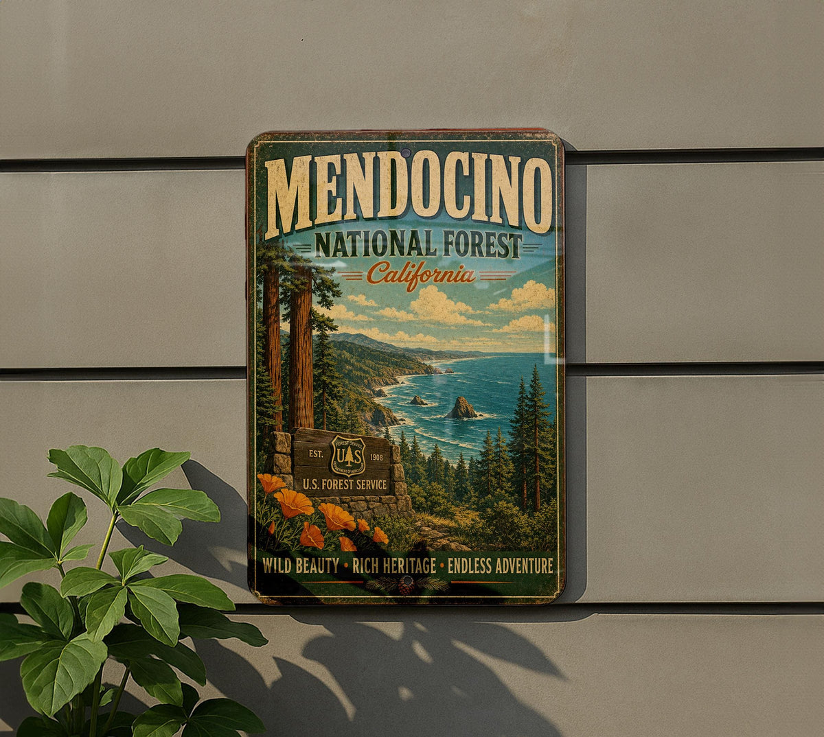 Mendocino National Forest California Vintage Style Metal Sign, photo 5 of 5
