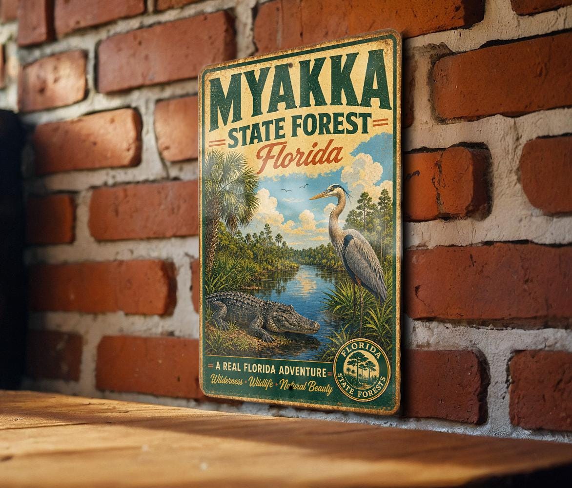Myakka State Forest Florida Vintage Style Metal Sign