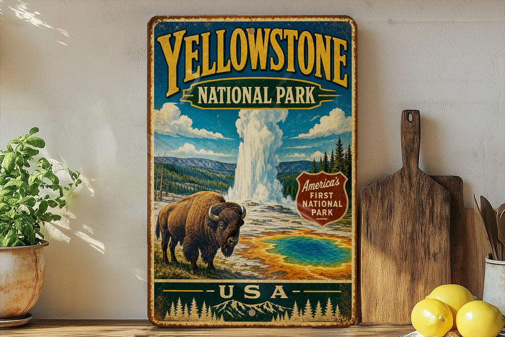 Yellowstone National Park USA Vintage Style Metal Sign, photo 2 of 5