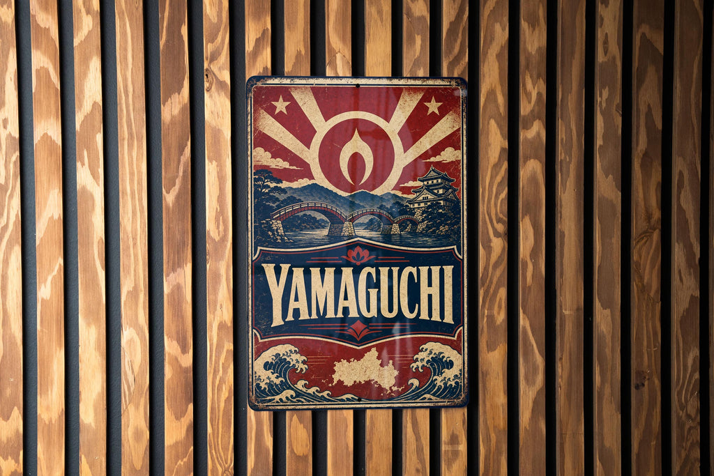 Yamaguchi Japan Vintage Flag Metal Sign, photo 2 of 5