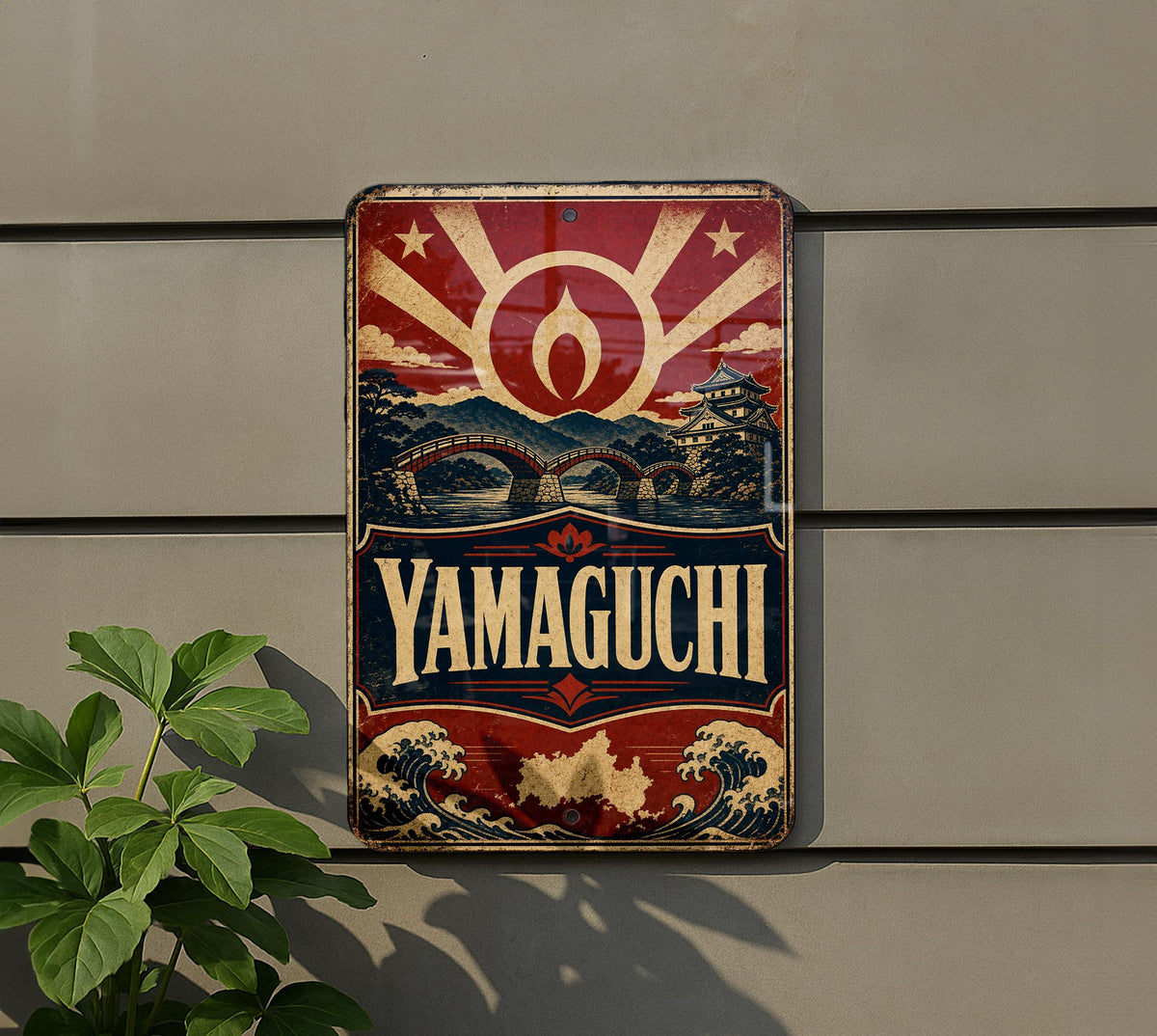 Yamaguchi Japan Vintage Flag Metal Sign, photo 5 of 5
