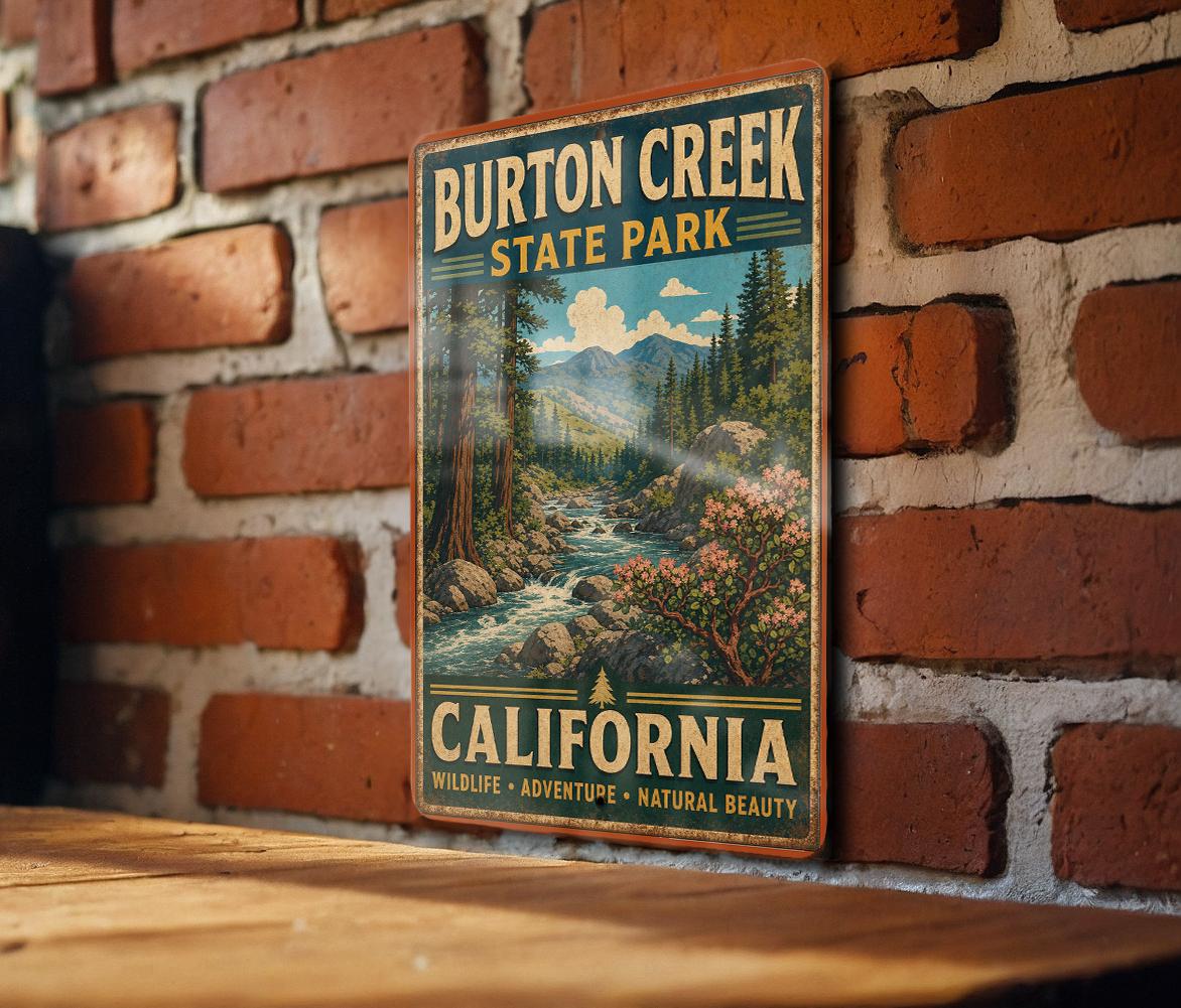 Burton Creek State Park California Vintage Style Metal Sign, photo 3 of 5