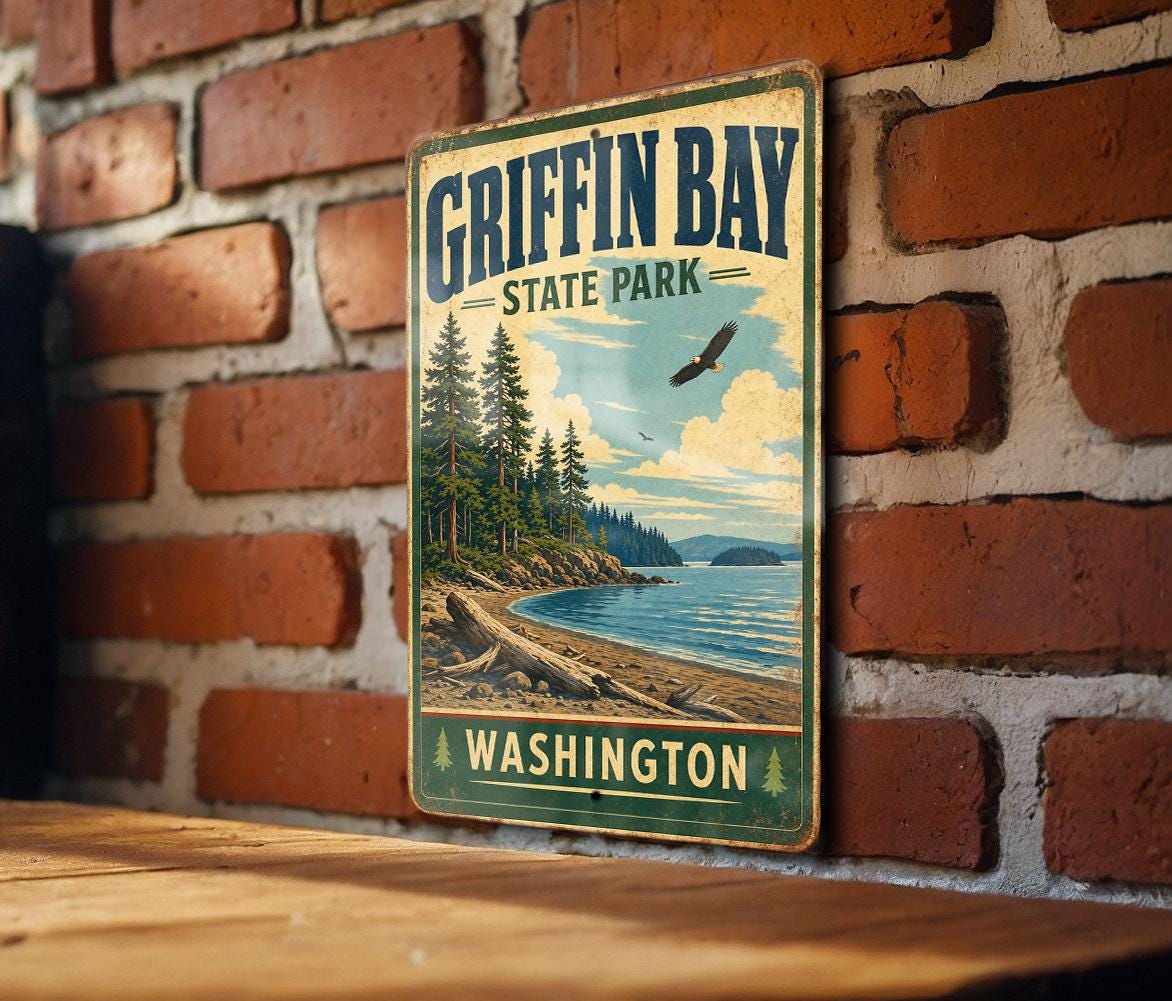 Griffin Bay State Park Washington Vintage Style Metal Sign, photo 3 of 5