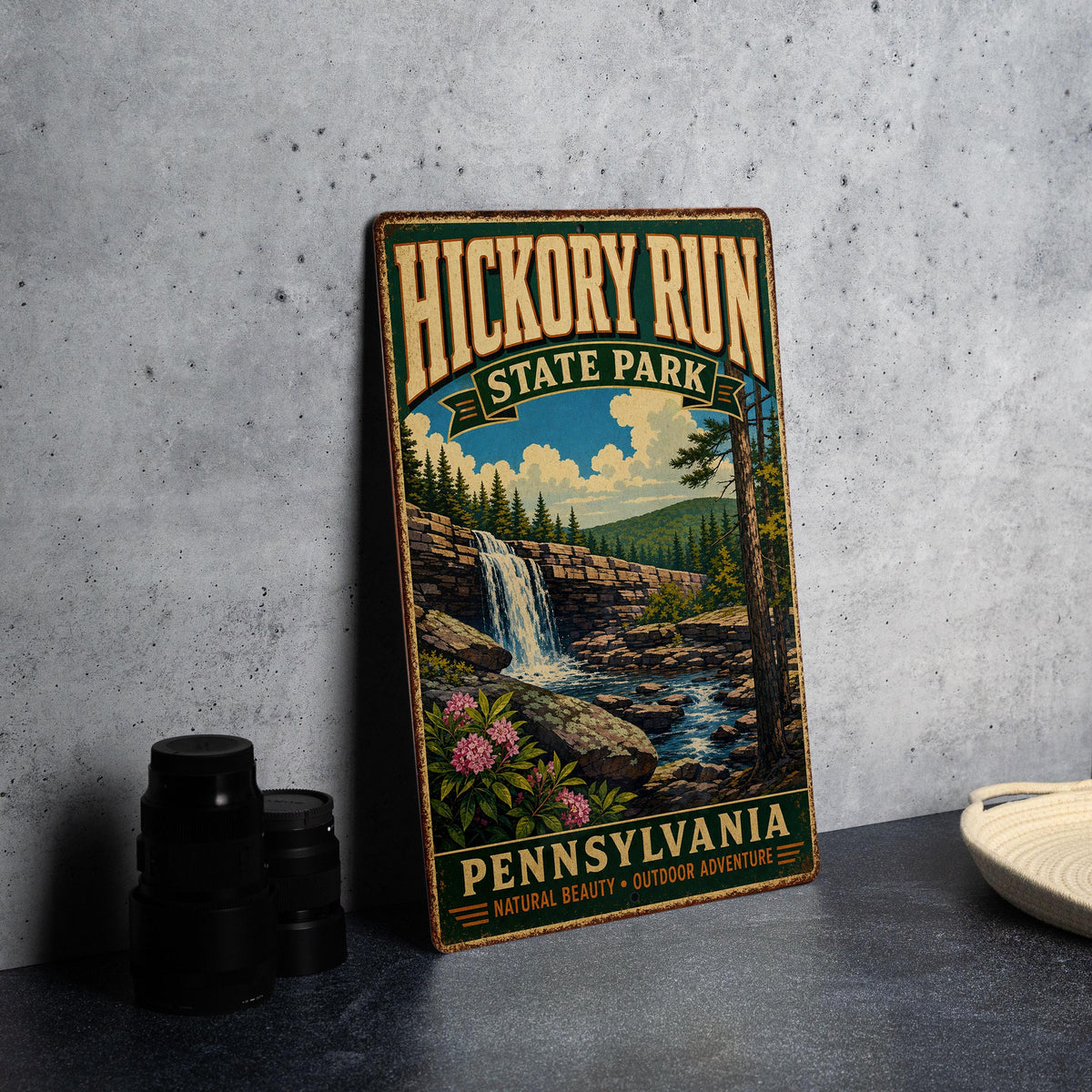 Hickory Run State Park Pennsylvania Vintage Style Metal Sign, photo 4 of 5