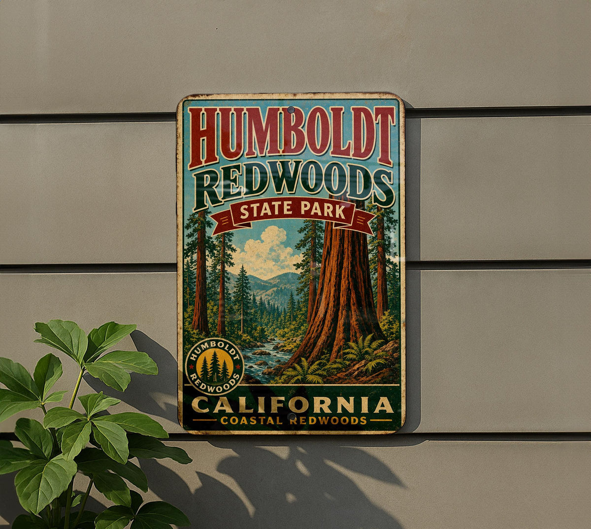 Vintage Humboldt Redwoods State Park California Metal Sign, photo 5 of 5