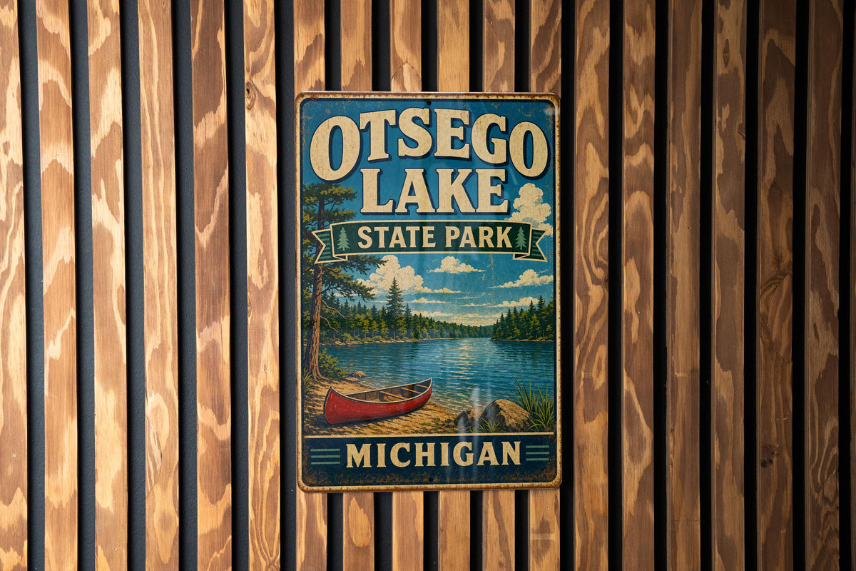 Otsego Lake State Park Michigan Vintage Style Metal Sign