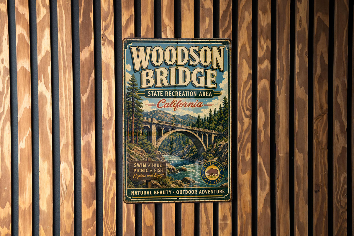 Woodson Bridge State Recreation Area California Vintage Style Metal Sign, photo 3 of 5