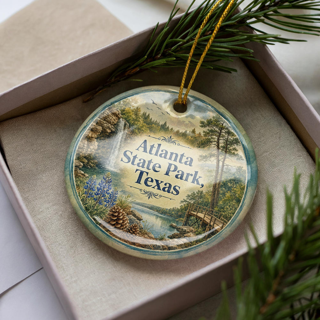 Atlanta State Park Texas Watercolor Ceramic Ornament, photo 3 of 9