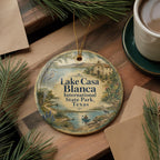 Watercolor Lake Casa Blanca International State Park Texas Ceramic Ornament, photo 5 of 9
