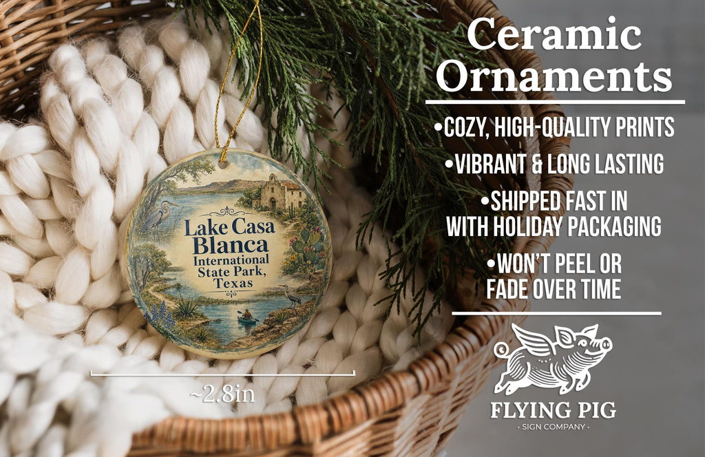 Watercolor Lake Casa Blanca International State Park Texas Ceramic Ornament, photo 9 of 9