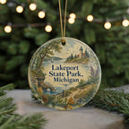 Lakeport State Park Michigan Watercolor Ceramic Ornament, photo 7 of 9